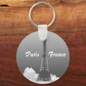 Paris Eiffel Tower Floats in Cloud Keyring Sleutelhanger (Voorkant)