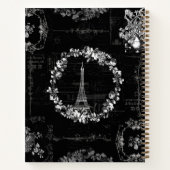 Paris Eiffel Tower Flowers Ephemera Black Notitieboek (Achterkant)