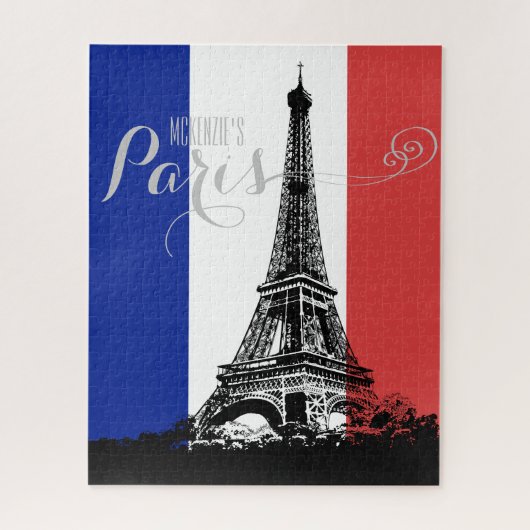 Paris Eiffel Tower France Flag Monogram Legpuzzel (Verticaal)