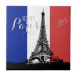 Paris Eiffel Tower France Flag Monogram Tegeltje<br><div class="desc">Deze keramische keramische tegels zijn voorzien van een zwarte Eiffeltoren met "Parijs" in een modern script met een naam die u moet personaliseren. De achtergrond is de rode,  witte en blauwe vlag van Frankrijk. Ontworpen door een wereldberoemde kunstenaar ©Tim Coffey.</div>