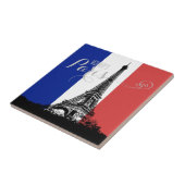Paris Eiffel Tower France Flag Monogram Tegeltje (Zijkant)