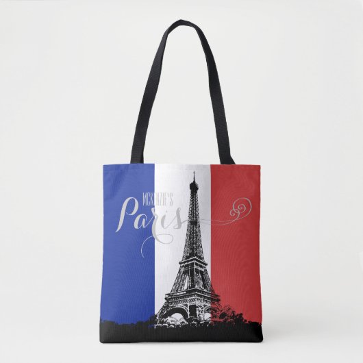 Paris Eiffel Tower France Flag Monogram Tote Bag (Voorkant)