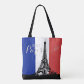 Paris Eiffel Tower France Flag Monogram Tote Bag (Achterkant)