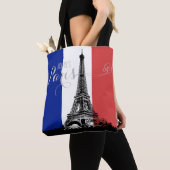 Paris Eiffel Tower France Flag Monogram Tote Bag (Dichtbij)