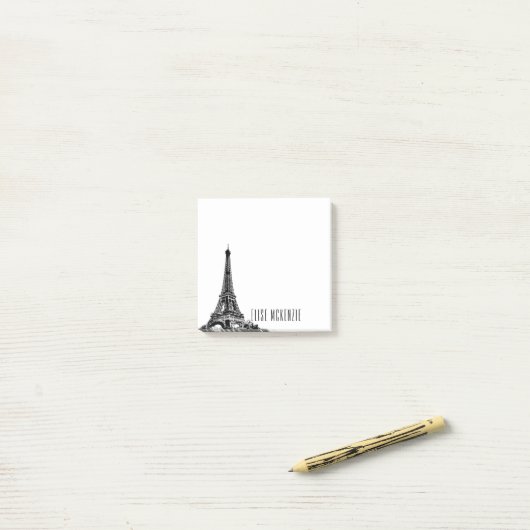 Paris Eiffel Tower France Monogram Name 3x3 Post-it® Notes (Op bureau)