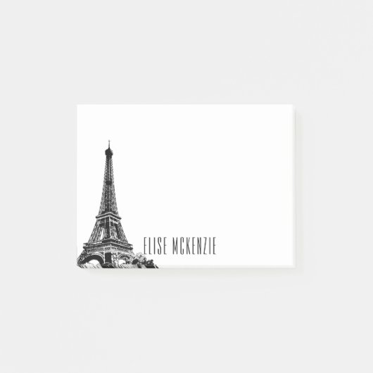 Paris Eiffel Tower France Monogram Name 4x3 Post-it® Notes (Voorkant)