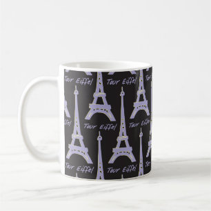 Paris Eiffel Tower France Paarse en zwarte Mok