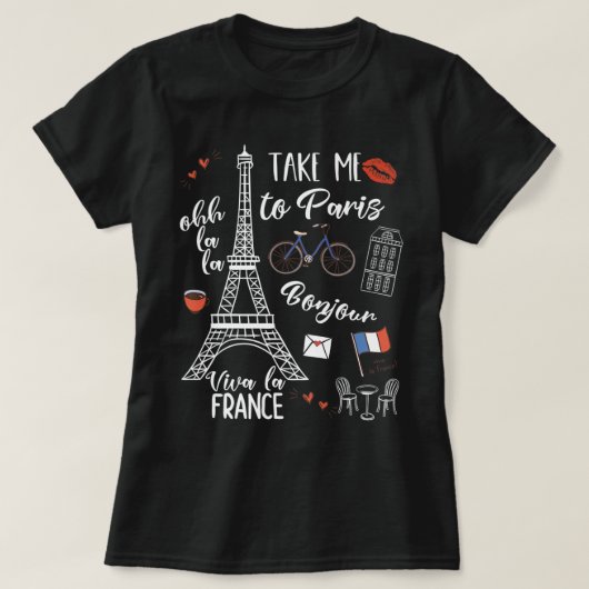 Paris Eiffel Tower France Parisian Gifts T-shirt (Design voorkant)