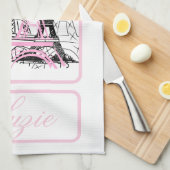 Paris Eiffel Tower France Pink Decor Hand Towel Theedoek (Quarter Fold)
