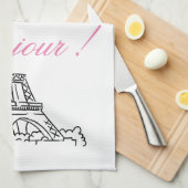 Paris Eiffel Tower France Pink Decor Hand Towel Theedoek (Quarter Fold)