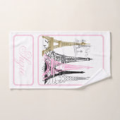 Paris Eiffel Tower France Pink Decor Handdoek (Handdoek)