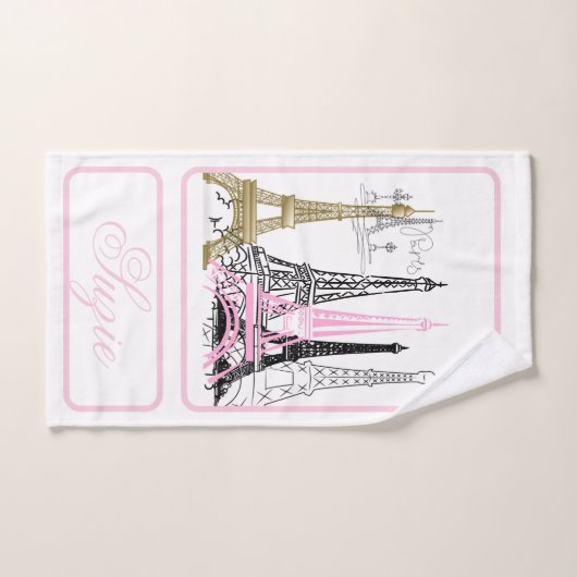 Paris Eiffel Tower France Pink Decor Handdoek (Handdoek)