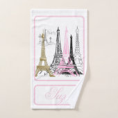 Paris Eiffel Tower France Pink Decor Handdoek (Handdoek)