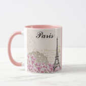 Paris Eiffel Tower France roze bloemen Mok (Links)