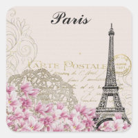 Paris Eiffel Tower France roze bloemen