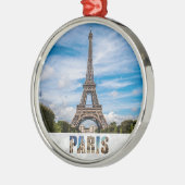 Paris Eiffel Tower Frankrijk Reis met Kerstmis Metalen Ornament (Links)