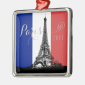 Paris Eiffel Tower Frankrijk Vlag Kerstmis Metalen Ornament (Links)