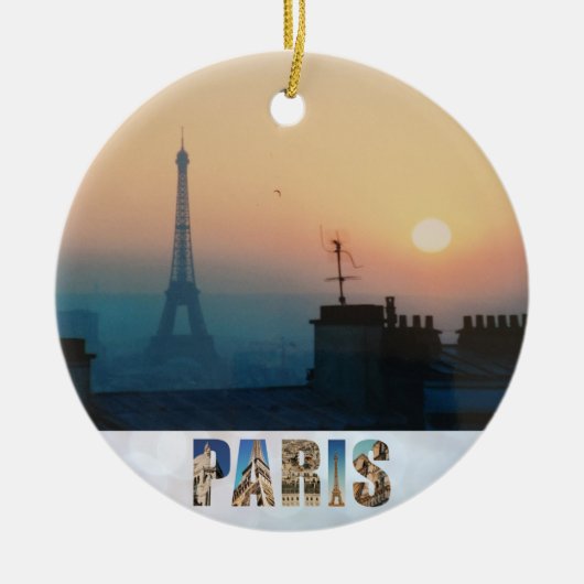 Paris Eiffel Tower French City Sunset Travel Photo Keramisch Ornament (Voorkant)
