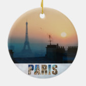 Paris Eiffel Tower French City Sunset Travel Photo Keramisch Ornament (Achterkant)