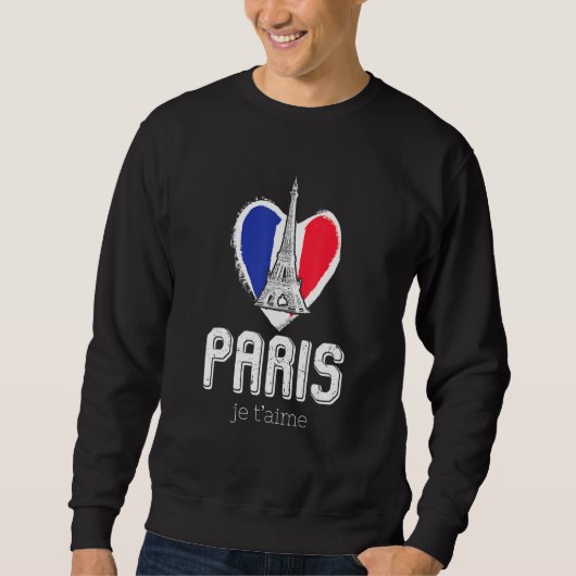 Paris Eiffel Tower French Flag Sign Of Love I Love Trui (Voorkant)