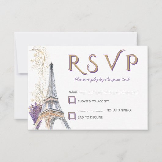 Paris Eiffel Tower French Lavender RSVP Card (Voorkant)
