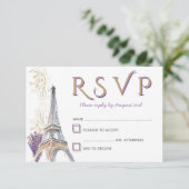 Paris Eiffel Tower French Lavender RSVP Card Kaartje (Staand voorkant)