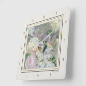 Paris Eiffel Tower French Market Floral  Vierkante Klok (Hoek)