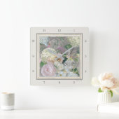 Paris Eiffel Tower French Market Floral  Vierkante Klok (Huis)