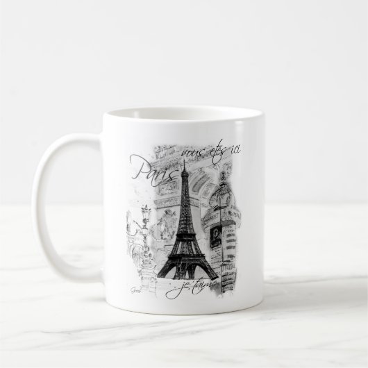 Paris Eiffel Tower French Scene Collage Koffiemok (Links)