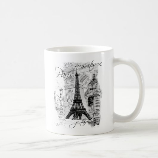 Paris Eiffel Tower French Scene Collage Koffiemok (Rechts)