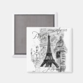 Paris Eiffel Tower French Scene Collage Magneet (Voorkant / Achterkant)