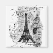 Paris Eiffel Tower French Scene Collage Magneet (Voorkant)