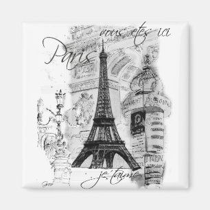 Paris Eiffel Tower French Scene Collage Magneet