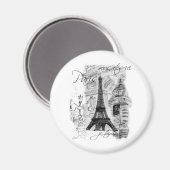 Paris Eiffel Tower French Scene Collage Magneet (Voorkant / Achterkant)