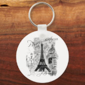 Paris Eiffel Tower French Scene Collage Sleutelhanger (Voorkant)