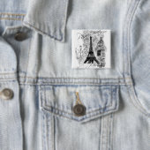 Paris Eiffel Tower French Scene Collage Vierkante Button 5,1 Cm (In situ)