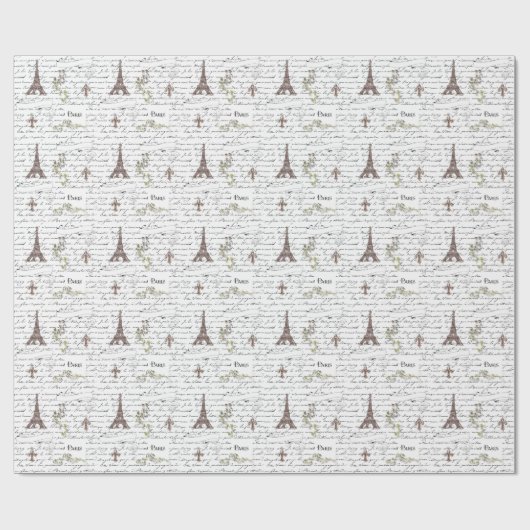 Paris Eiffel Tower French Scroll Cadeaupapier (Vlak)