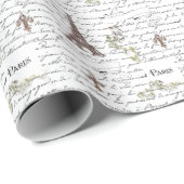 Paris Eiffel Tower French Scroll Cadeaupapier (Rol Hoek)