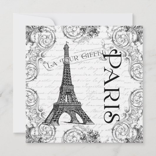 Paris Eiffel Tower French Scroll Kaart (Voorkant)