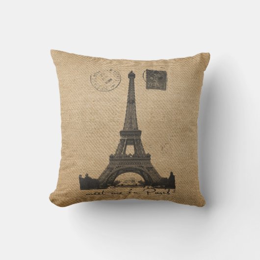 Paris Eiffel Tower Gay Burlap Wedding Persoonlijk Kussen (Voorkant)