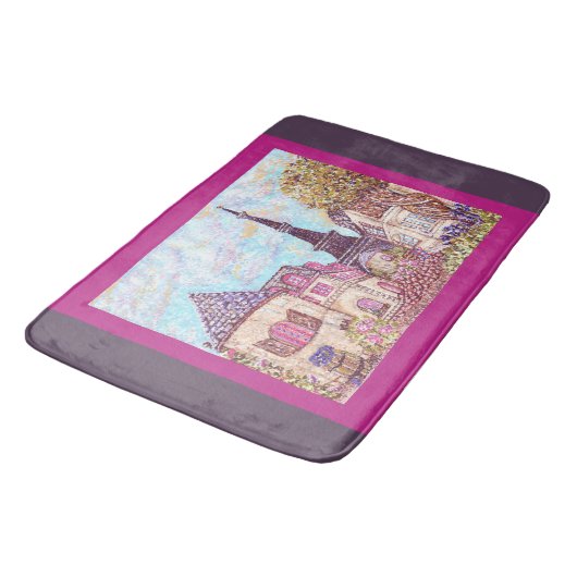 Paris Eiffel Tower geïnspireerd pointillisme badma Badmat (Gekanteld)