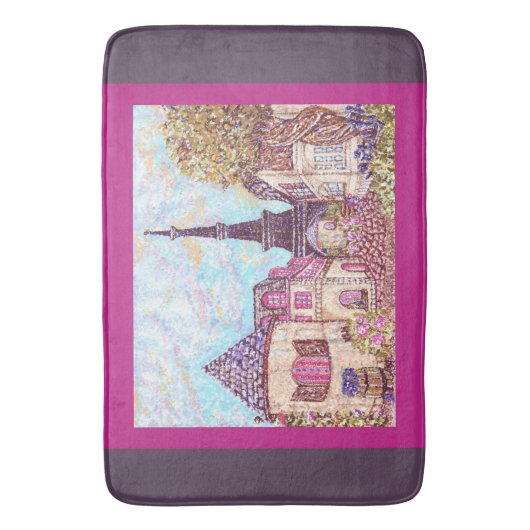 Paris Eiffel Tower geïnspireerd pointillisme badma Badmat (Voorkant Verticaal)