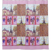 Paris Eiffel Tower geïnspireerd pointillisme colla Douchegordijn (Voorkant)