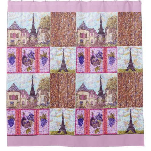 Paris Eiffel Tower geïnspireerd pointillisme colla Douchegordijn (Voorkant)