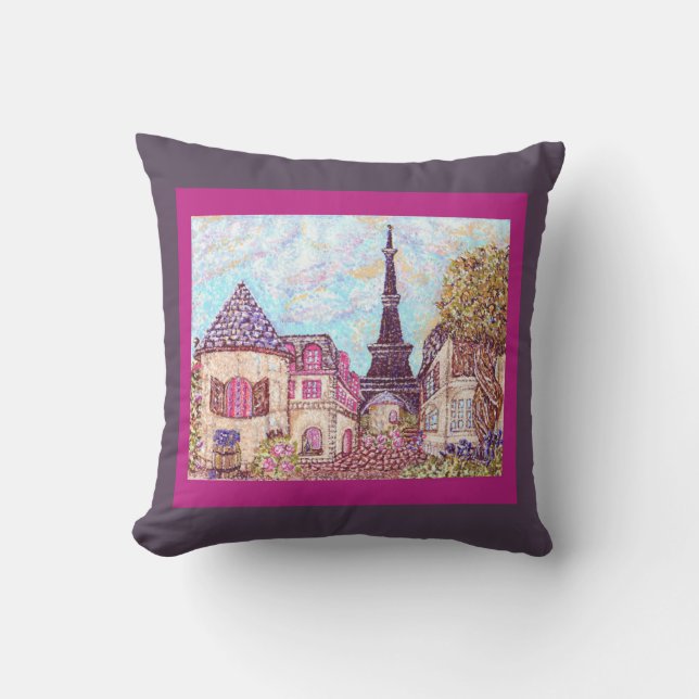 Paris Eiffel Tower geïnspireerde pointillisme kuss Kussen (Voorkant)
