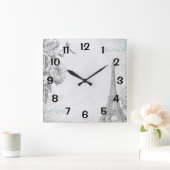 Paris Eiffel Tower Girly Vierkante Klok (Huis)