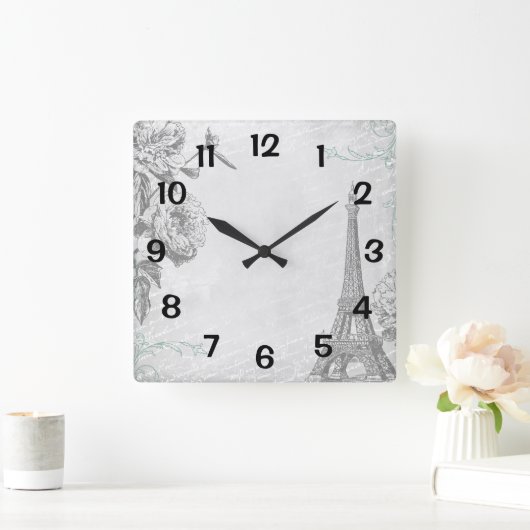 Paris Eiffel Tower Girly Vierkante Klok (Huis)