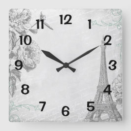 Paris Eiffel Tower Girly Vierkante Klok