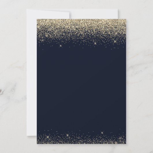 Paris Eiffel Tower Gold Confetti Navy Blue Wedding Kaart (Achterkant)