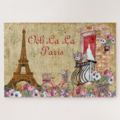 Paris Eiffel Tower Gold  Franse wilde bloemen Legpuzzel (Horizontaal)